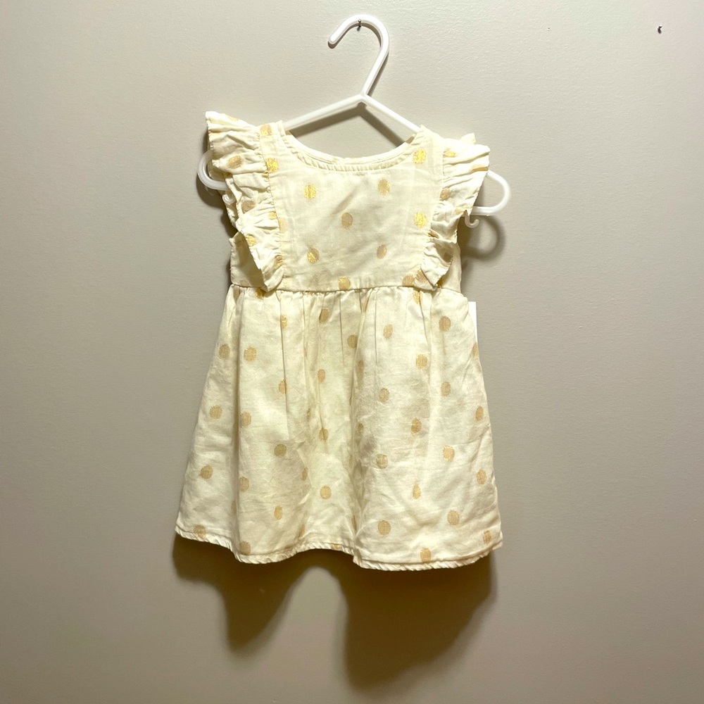 Cream and gold polka dot dress by Old Navy 6-12 months NWT
